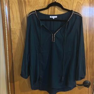 DR2 Teal 3/4 Sleeve Tie Front Blouse